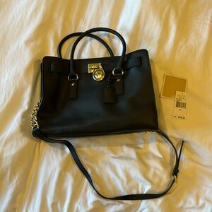 Michael Kors Hamilton Large Satchel Black Saffiano Leather